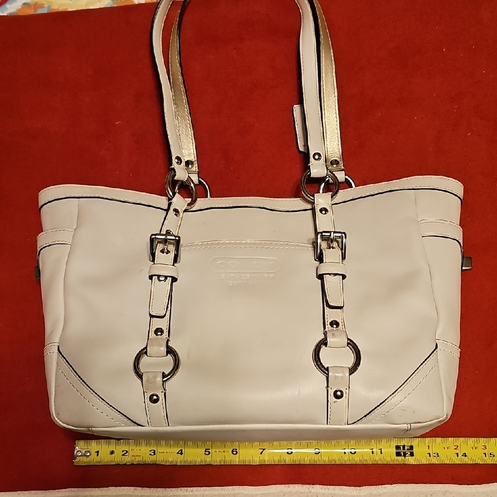 COACH LEATHER TOTE BEAUTIFUL PEARL BEIGE